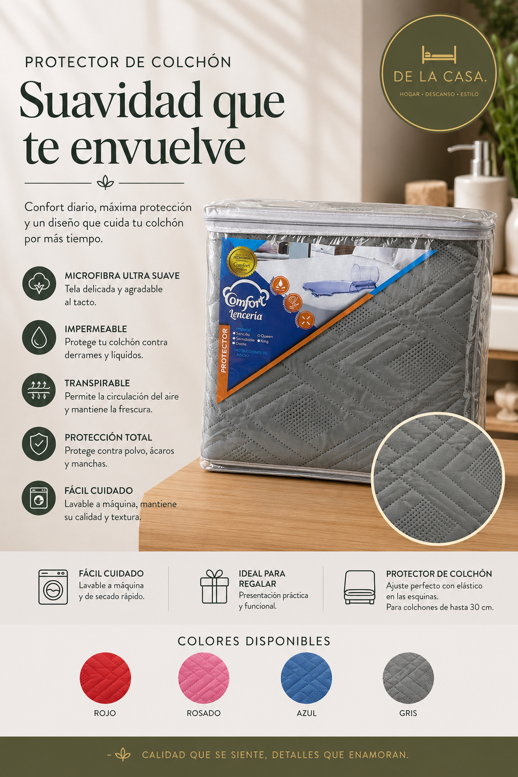 •PROTECTOR PARA COLCHÓN ANTIFLUIDO•