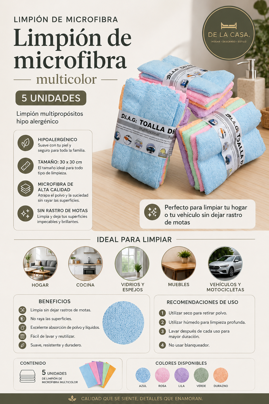 •TOALLA DE MICROFIBRA ABSORBENTE•